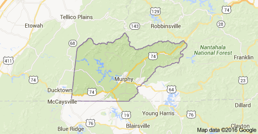 Map of Cherokee County North Carolina