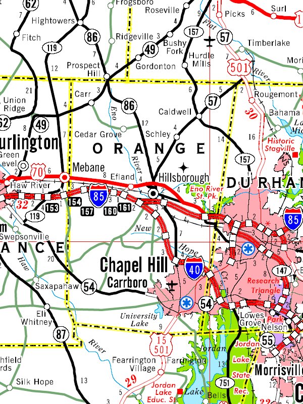 Map of Orange County North Carolina